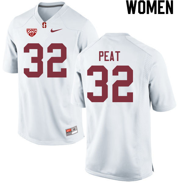 Women #32 Nathaniel Peat Stanford Cardinal College Football Jerseys Sale-White - Click Image to Close